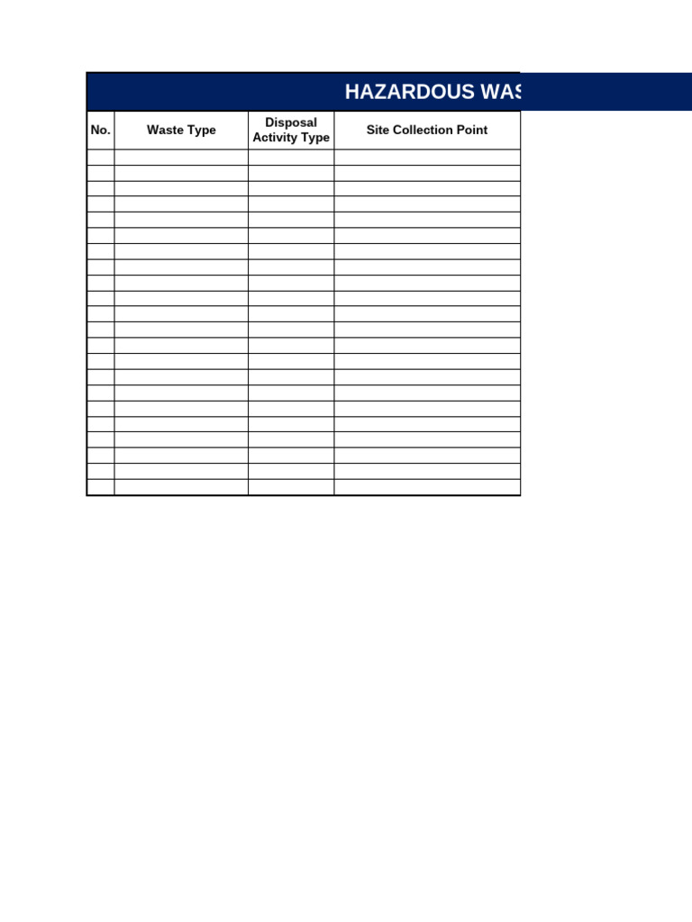 Hazardous Waste Collection Log Template | PDF | Technology & Engineering