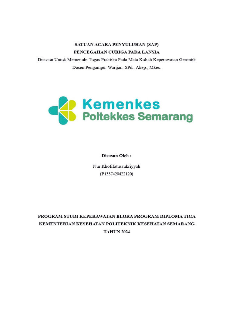 Pencegahan Curiga pada Lansia | PDF | Pengembangan Diri | Kesehatan ...