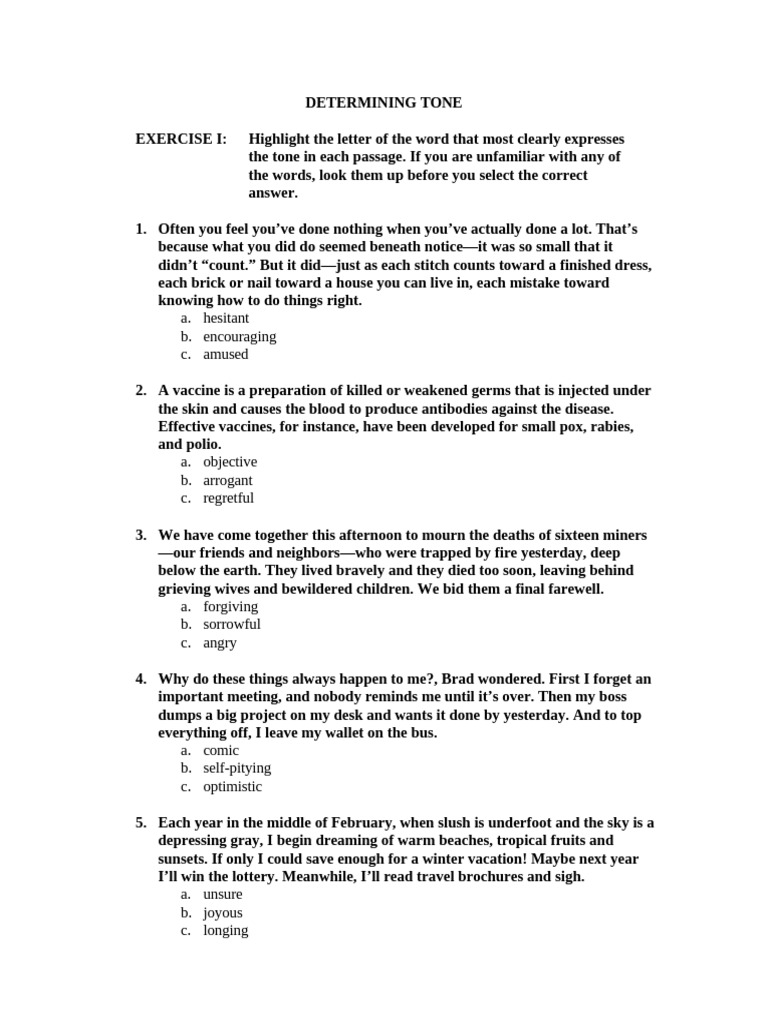 Identifying Tone in Text Passages | PDF | Social Science