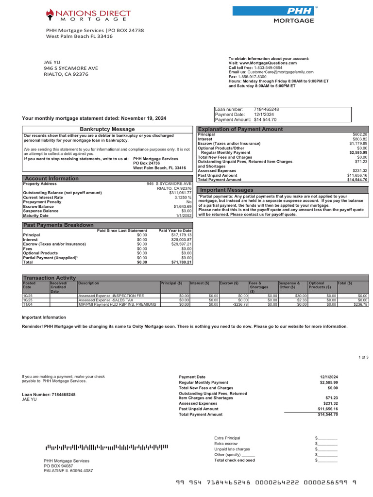 Phh mortage statement pdf mortgages bankruptcy