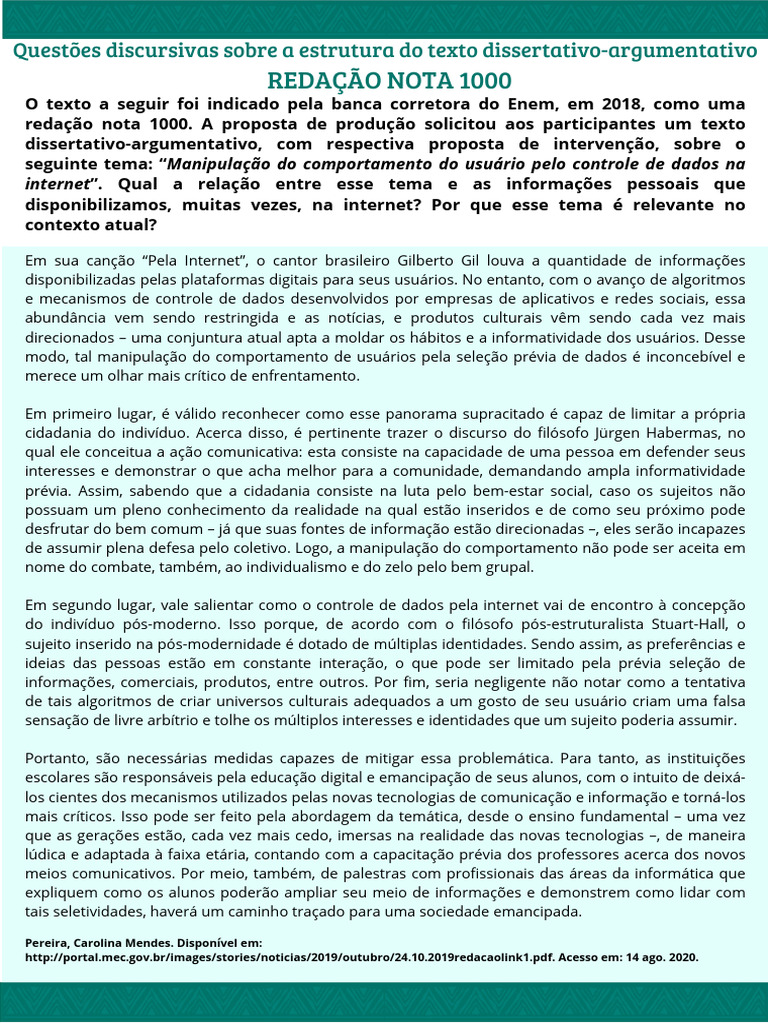 Estrutura da Dissertação Argumentativa | PDF | Informação | Sociologia
