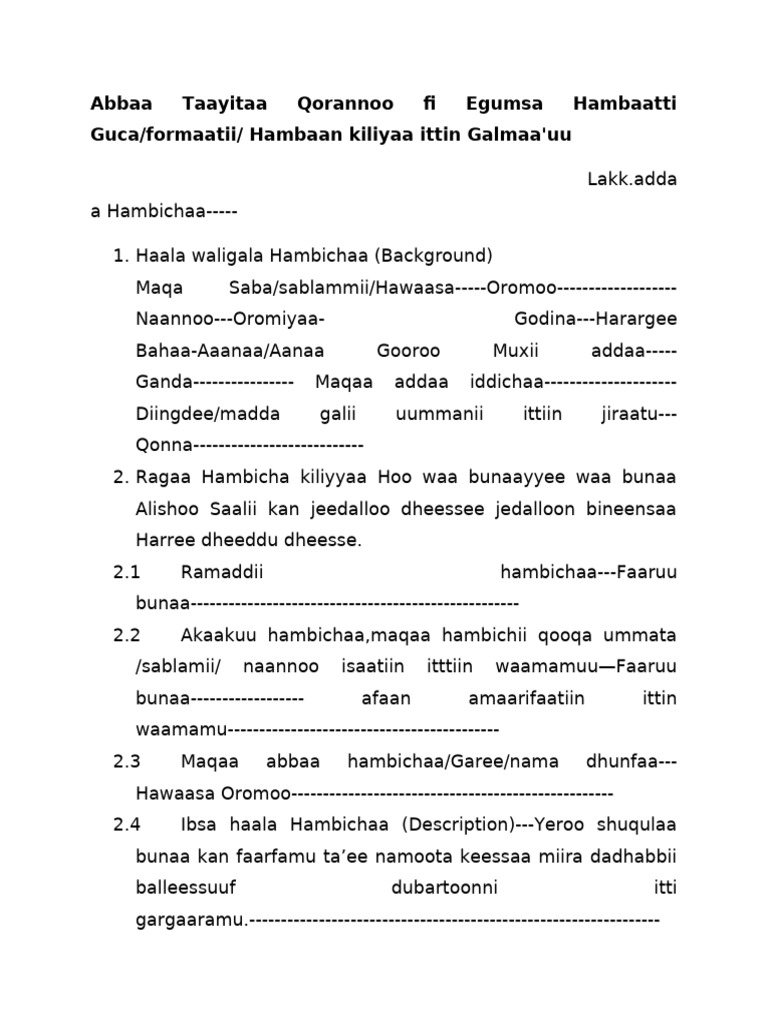 Hambaa Kiliyaa | PDF