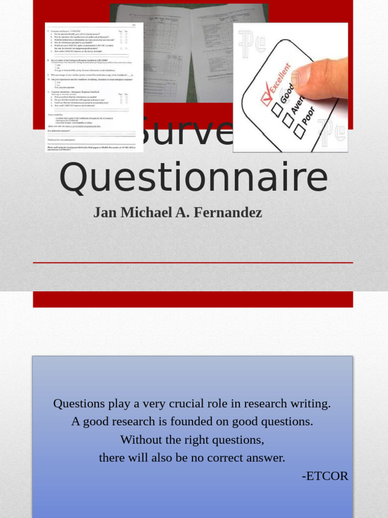 Questionnaire Report Pdf Questionnaire