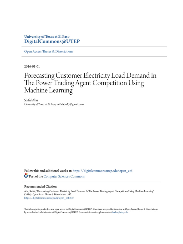 Forecasting Customer Electricity Load Demand in The Power Trading | PDF ...
