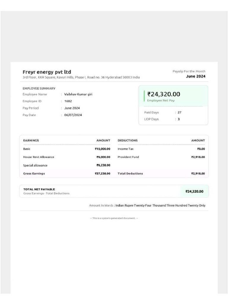 Salary Slip June | PDF