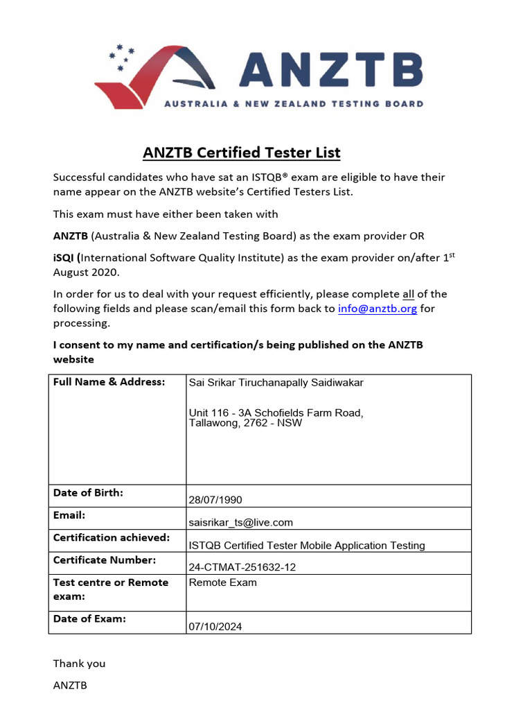 CTL Testers List Anztb | PDF | Technology & Engineering
