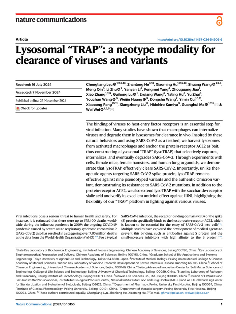 Lysosomal Trap: A Neotype Modality For Clearance of Viruses and ...