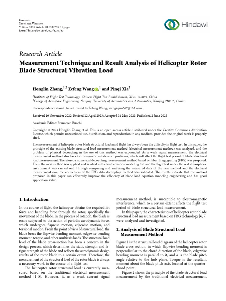 Measurement Technique and Result Analysis of Helicopter RotorBlade ...