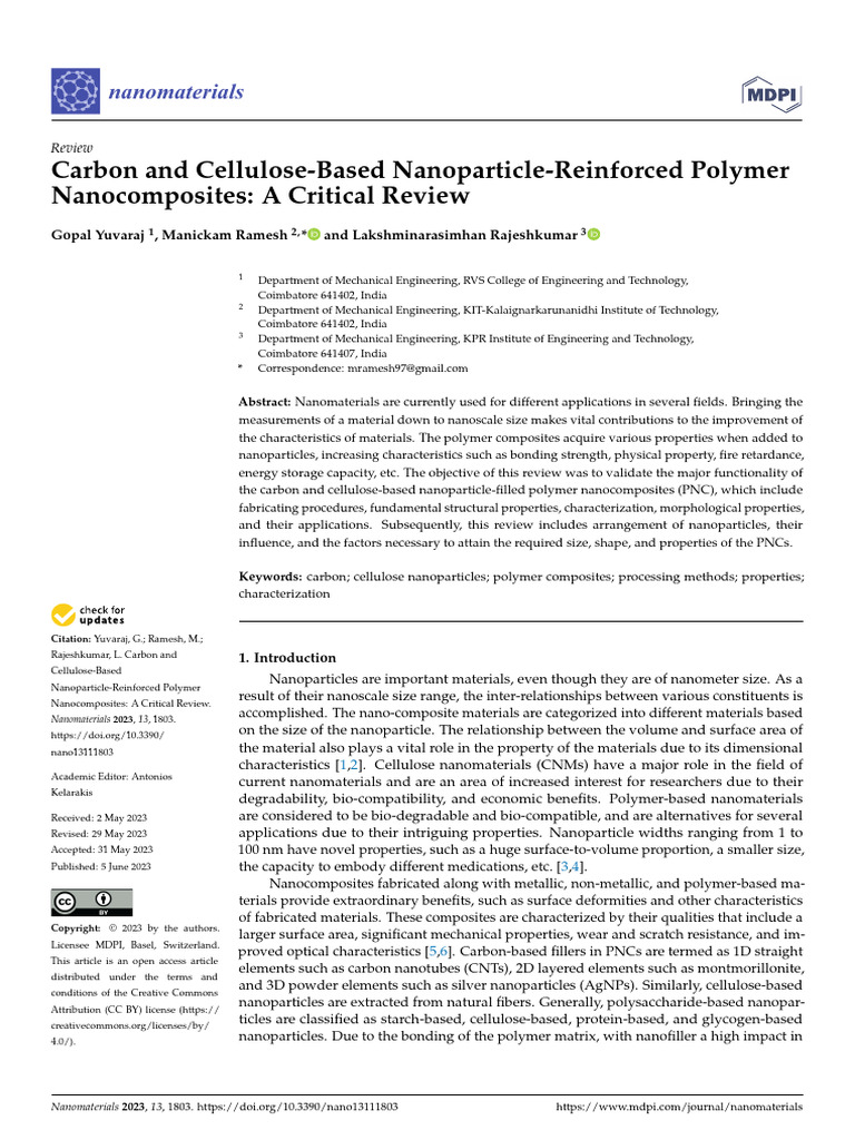 Nanomaterials 13 01803 | PDF | Nanocomposite | Carbon Nanotube