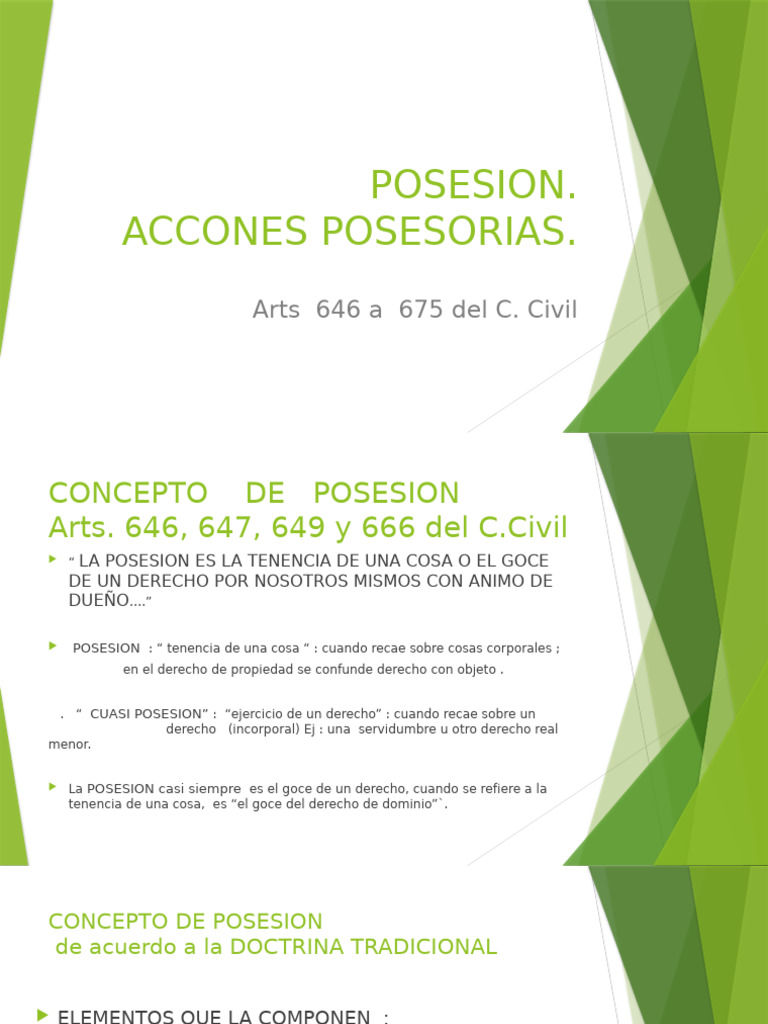 Posesion Presentacion | PDF | Posesión (Ley) | Propiedad