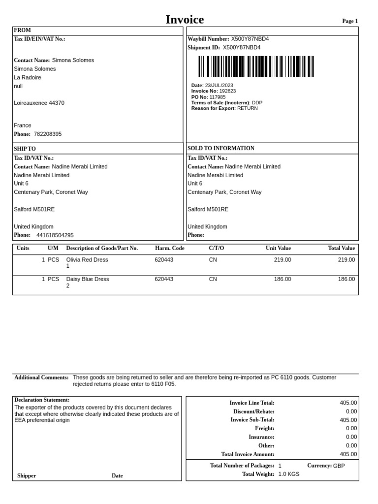Invoice - 1ZX500Y89111811553 2 | PDF | Invoice | Value Added Tax