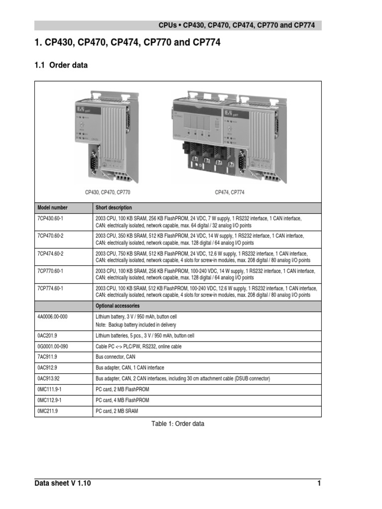 CPU Models CP430, CP470, CP474, CP770, CP774 Data Sheet | PDF | Booting ...
