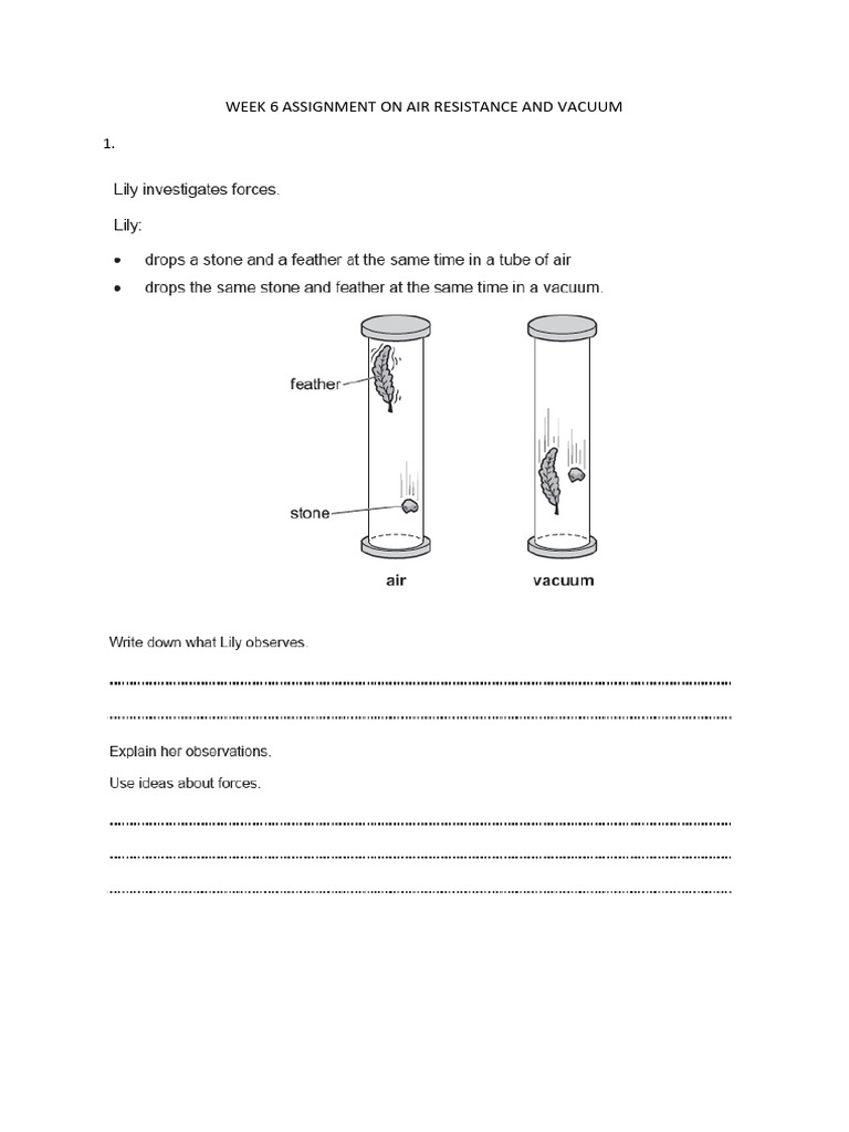 Week 6 Assignment On Air Resistance and Vacuum | PDF | Science ...