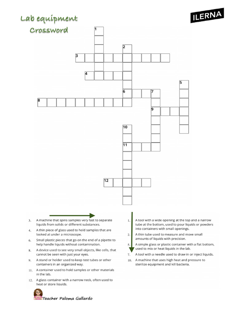 lab equipment crossword PDF