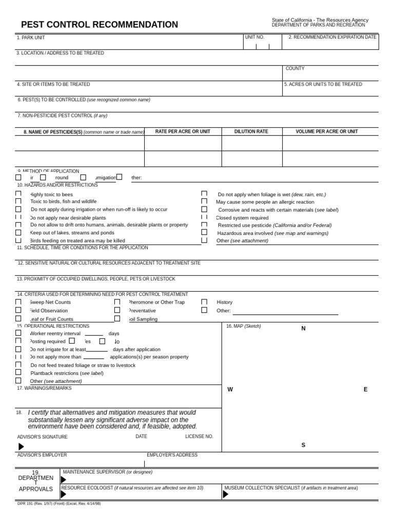 California Pest Control Recommendation Form | PDF | Pest Control | Pest ...
