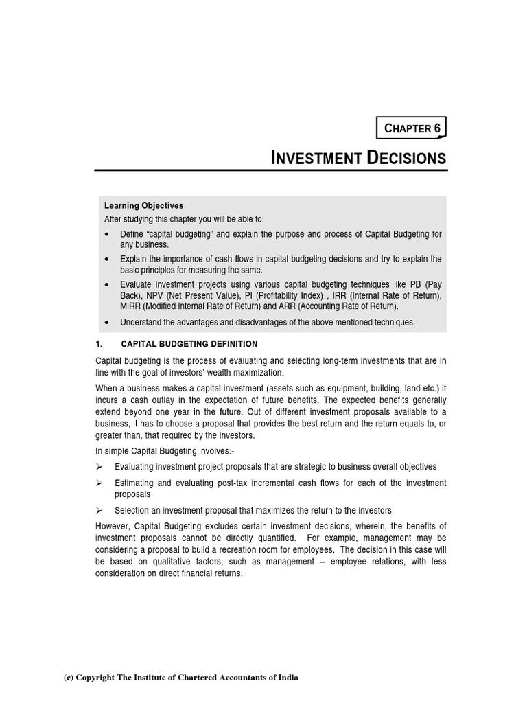 3 Investment Decision | PDF | Net Present Value | Capital Budgeting