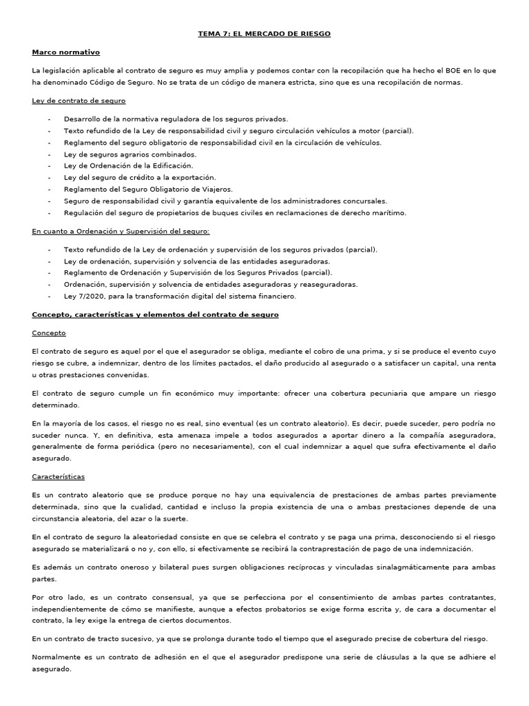T7 D Mercantil Ii | PDF | Póliza de seguros | Seguro