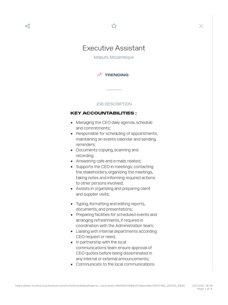 Executive Assistant | PDF | Business