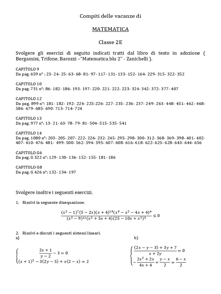 Compiti Matematica | PDF