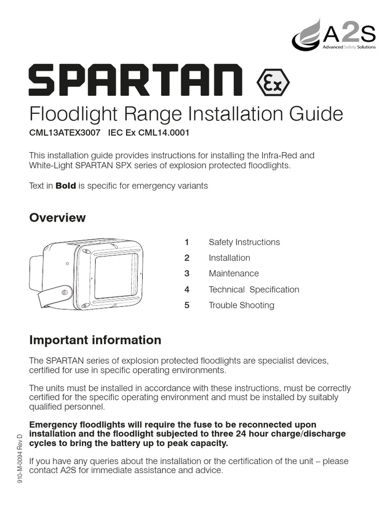 SPARTAN Floodlight Installation Guide | PDF | Mains Electricity | Power ...