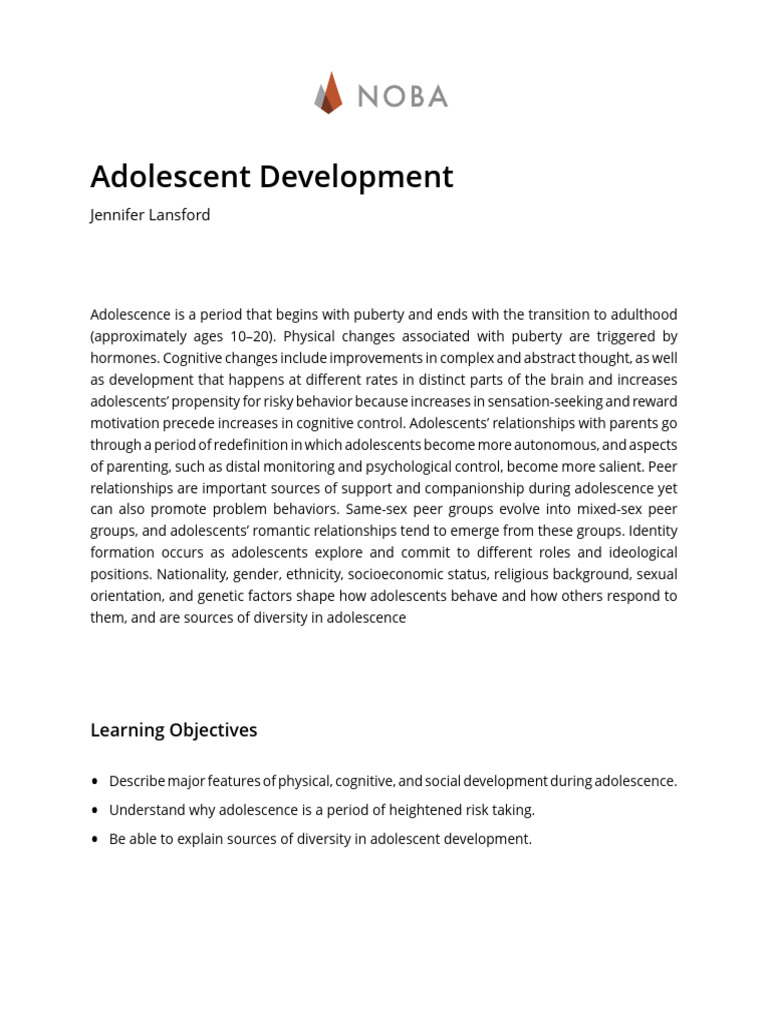 Adolescent Development Pdf Adolescence Antisocial Personality