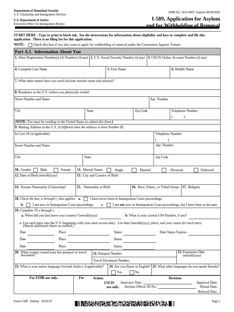 i-589 (1) (5) | PDF | Asylum In The United States | Travel Visa