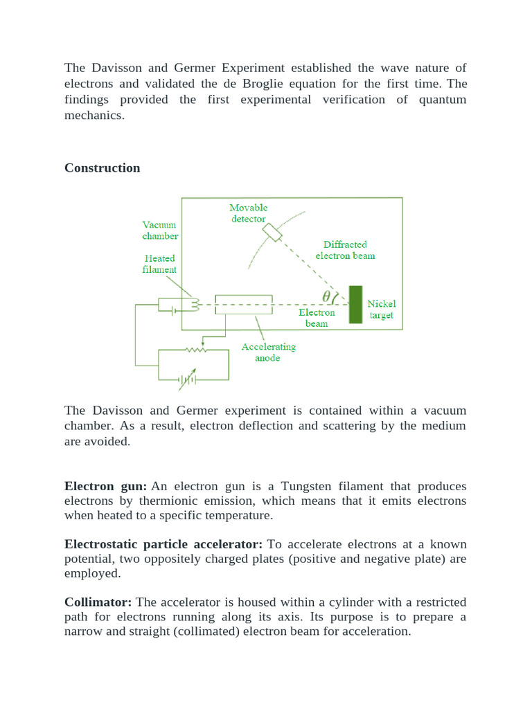 Davisson-Germer Experiment Overview | PDF | Electron | Diffraction