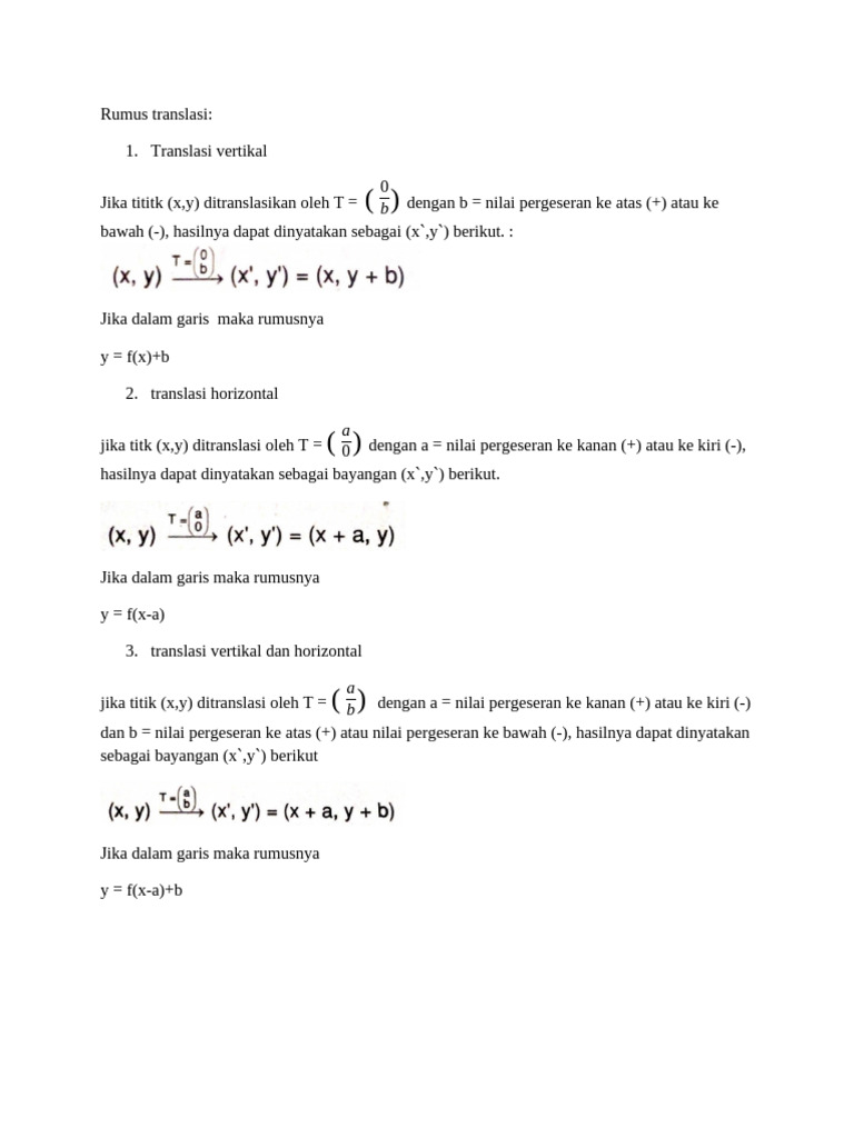 Rumus Translasi dalam Matematika | PDF