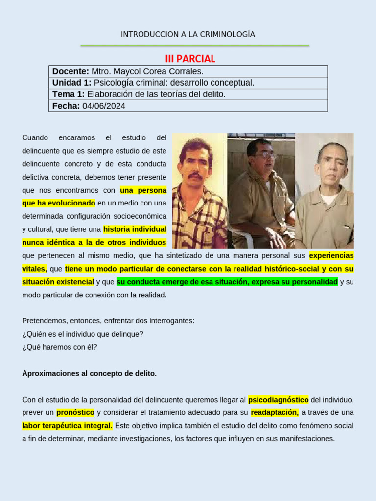 Clase 1 - Iii Parcial | PDF | Comportamiento | Criminología