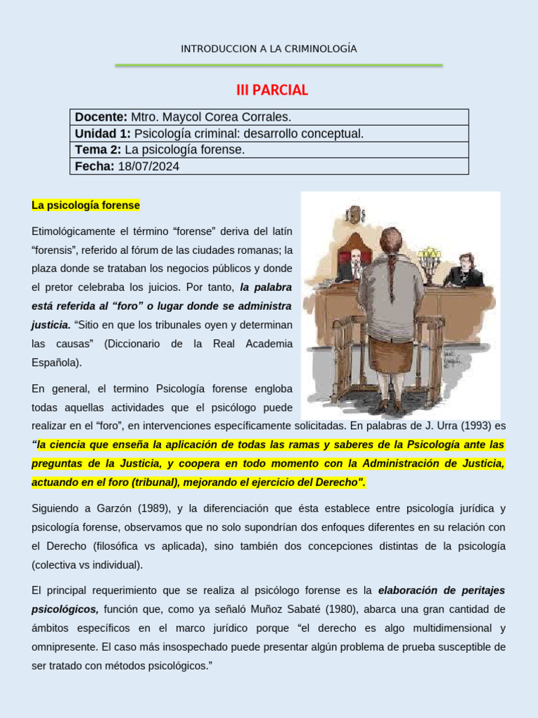 Clase 2 - Iii Parcial | PDF | Sicología | Testigo experto