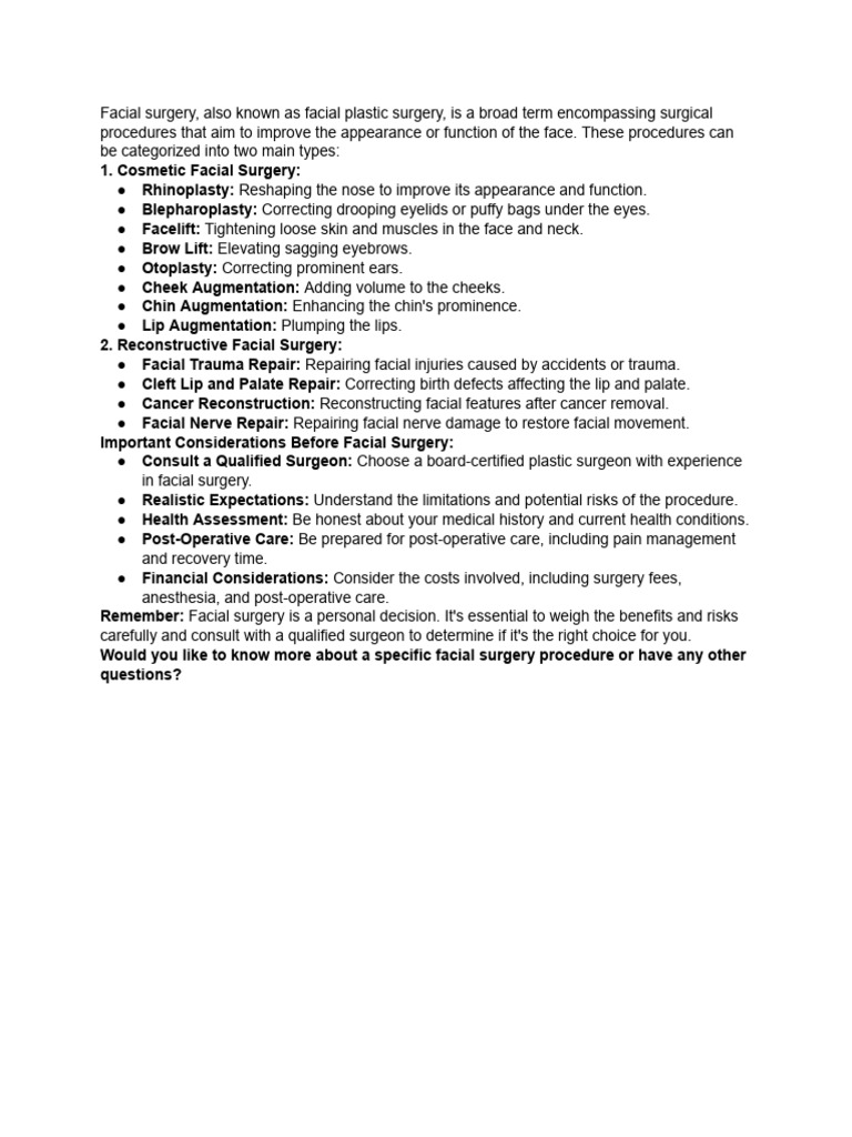 Facial Surgery | PDF