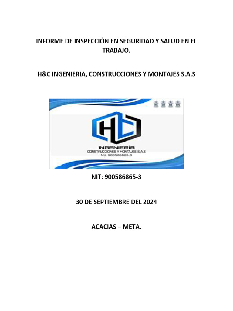 Informe de Inspección de Seguridad Laboral | PDF | Higiene Ocupacional