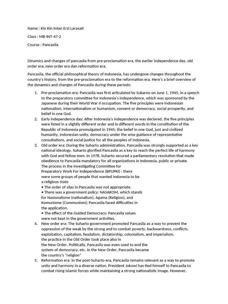 Dynamics challenges and urgency of pancasila in historical studies in