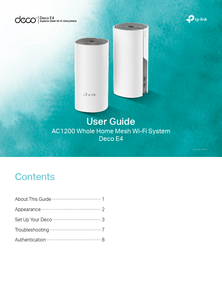 Deco E4 User Guide: Mesh Wi-Fi Setup | PDF | Electromagnetic ...