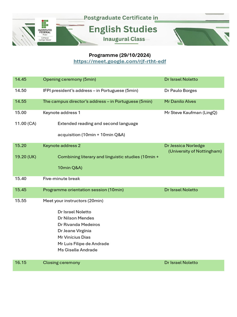 Inaugural Class Programme 2024 | PDF | Wellness | Science & Mathematics