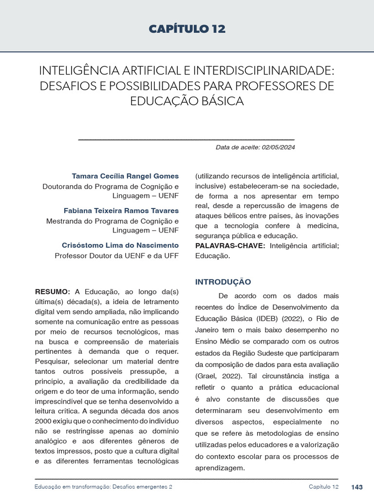 Desafios da IA na Educação Básica | PDF | Pedagogia | Inteligência ...