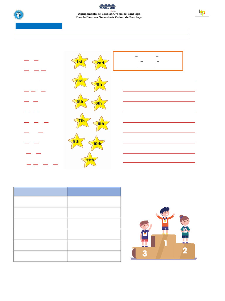 Worksheet8 Ordinal Numbers | PDF