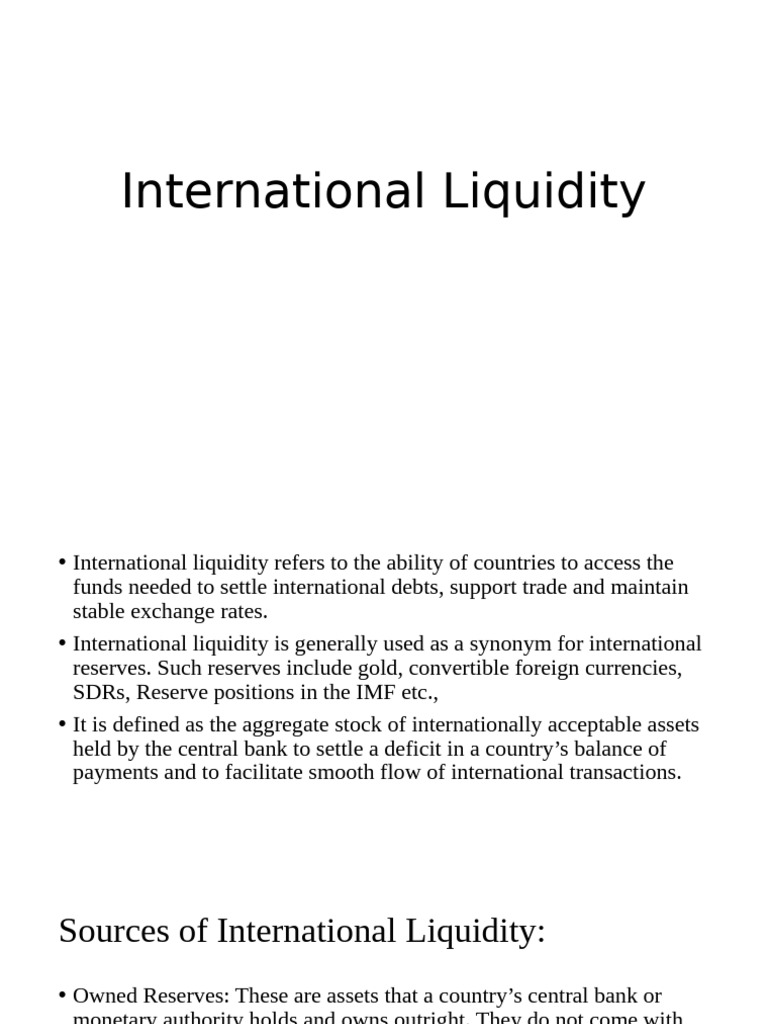 Understanding International Liquidity | PDF | Balance Of Payments ...