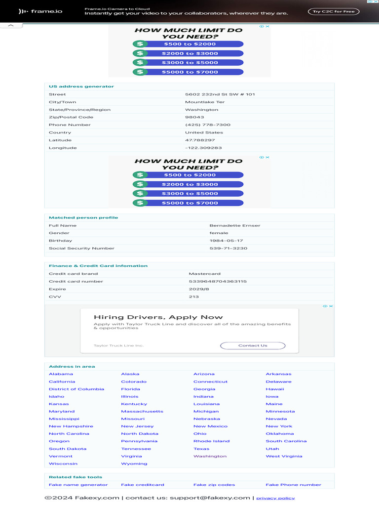 US Fake Address Generator in Washington - Random | PDF | Zip Code ...
