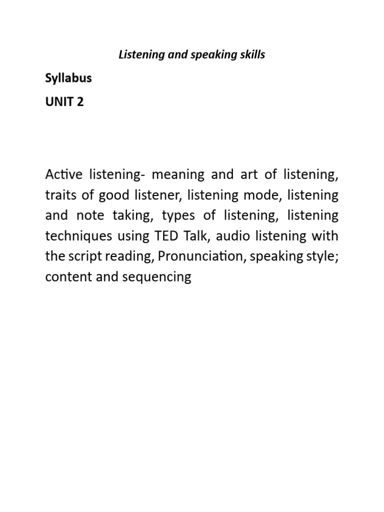Active Listening Skills and Techniques | PDF | Stress (Linguistics ...
