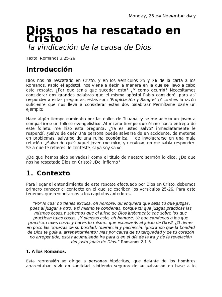 Dios Nos Ha Rescatado en Cristo | PDF | Cristo (título) | Pecado