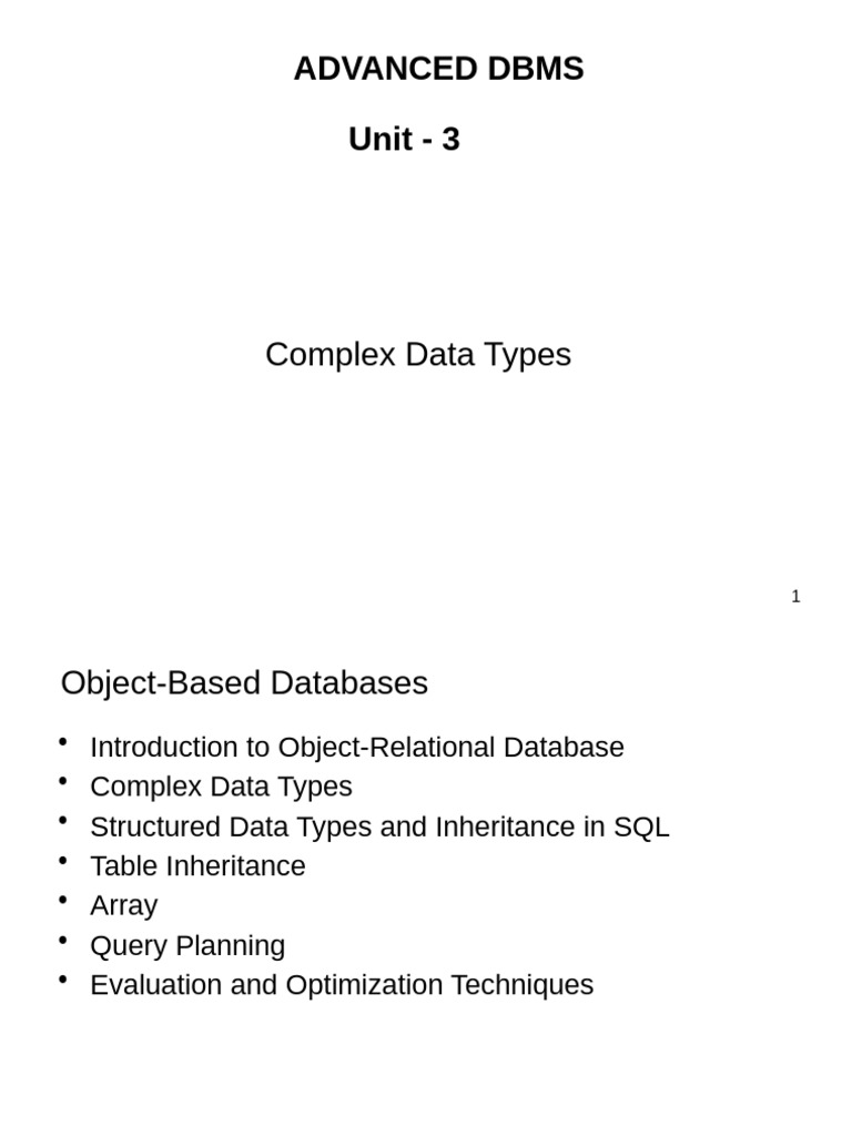 Complex Data Types in Object-Relational DBMS | PDF | Databases | Sql