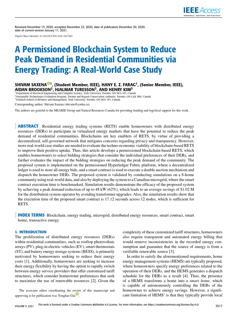 Blockchain for Residential Energy Trading | PDF | Distributed ...