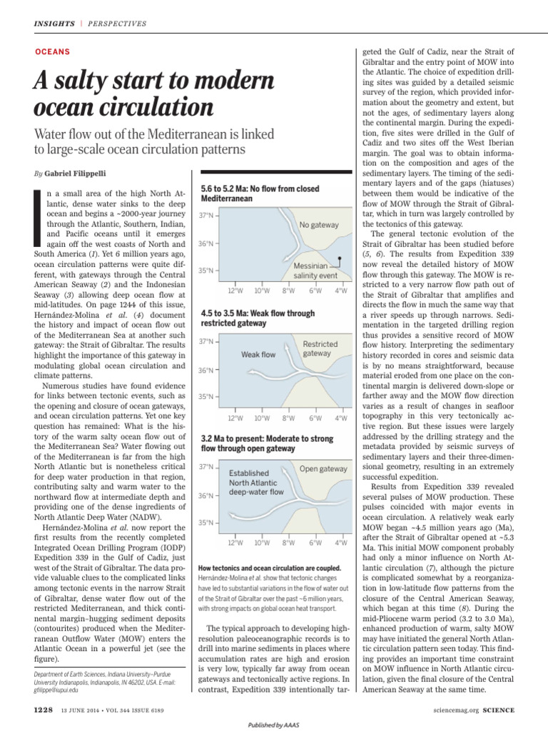 Mediterranean Water Flow and Ocean Circulation | PDF | Atlantic Ocean ...