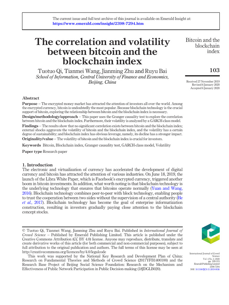 The Correlation and Volatility Between Bitcoin and The Blockchain Index ...