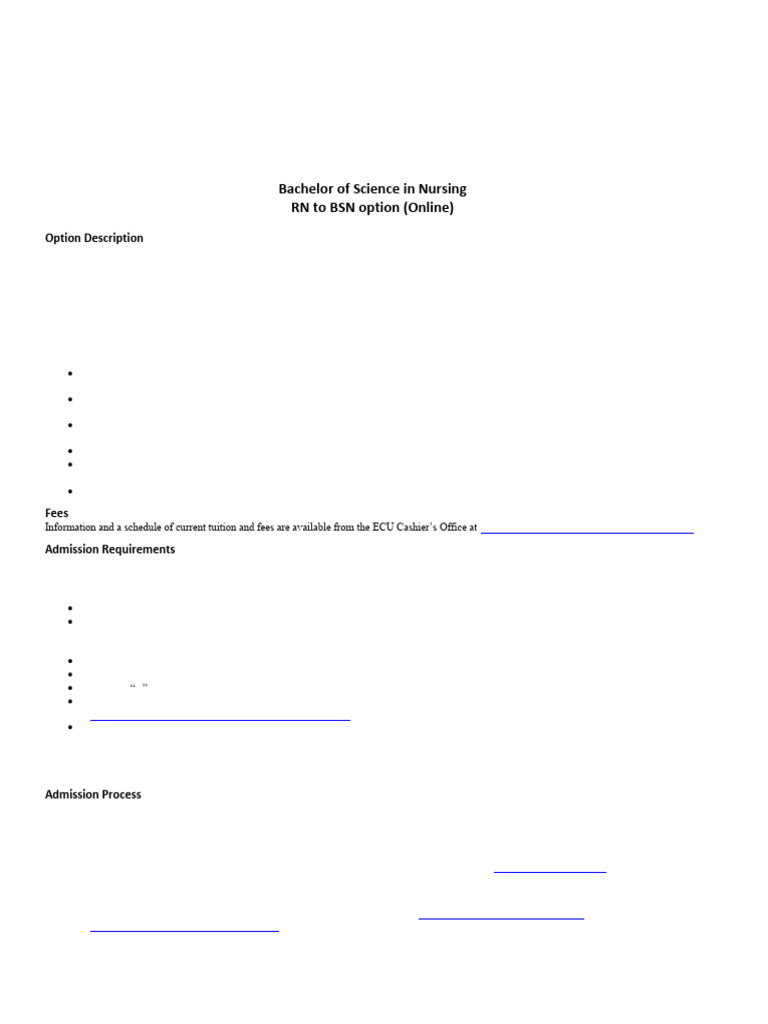 Online RN to BSN Program at ECU | PDF | Nursing | University And ...