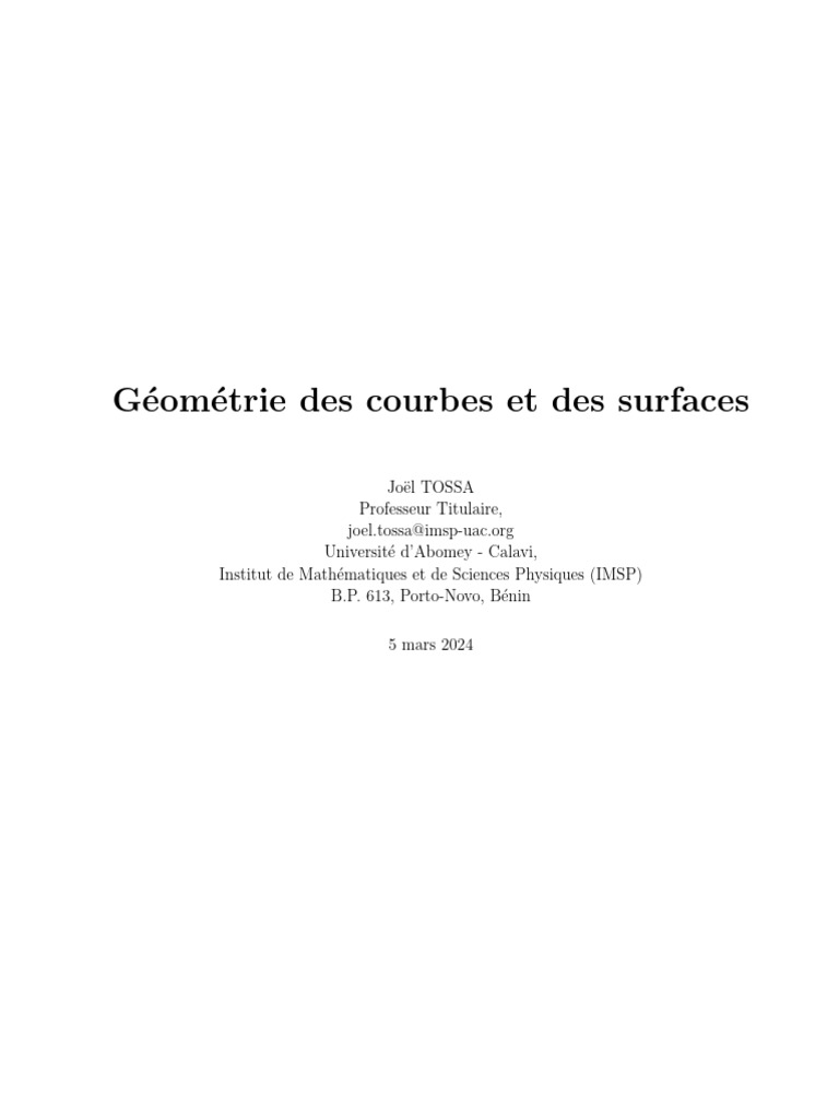 Géométrie des courbes et surfaces | PDF | Courbure | Géométrie