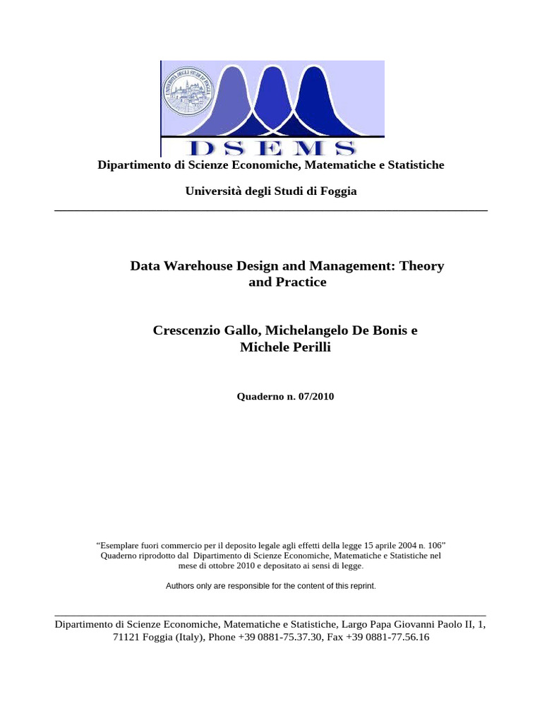 Data Warehouse Design & Management Guide | PDF | Databases | Data Warehouse