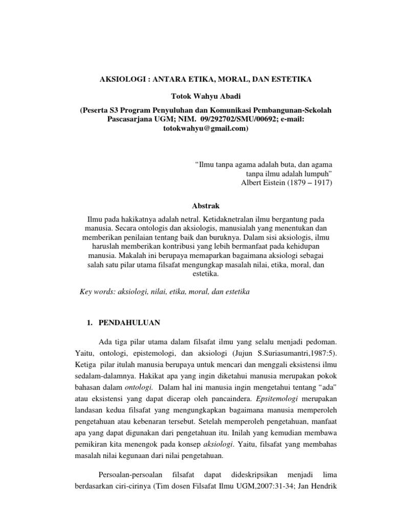 Aksiologi Filsafat Ilmu