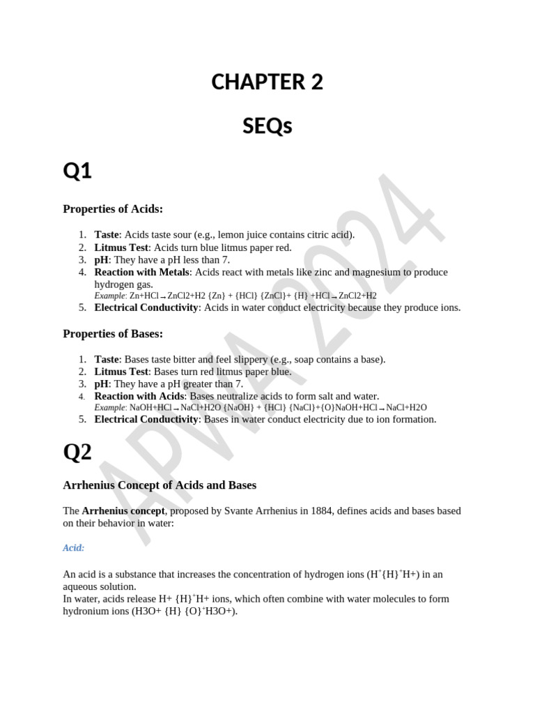 Chapter 2 10th | PDF | Acid | Ph